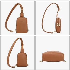 Brown Crossbody Bag with Gold Accents